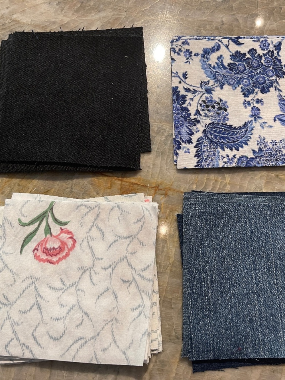4" Inch Quilt Squares 46 Count Denim and Cotton